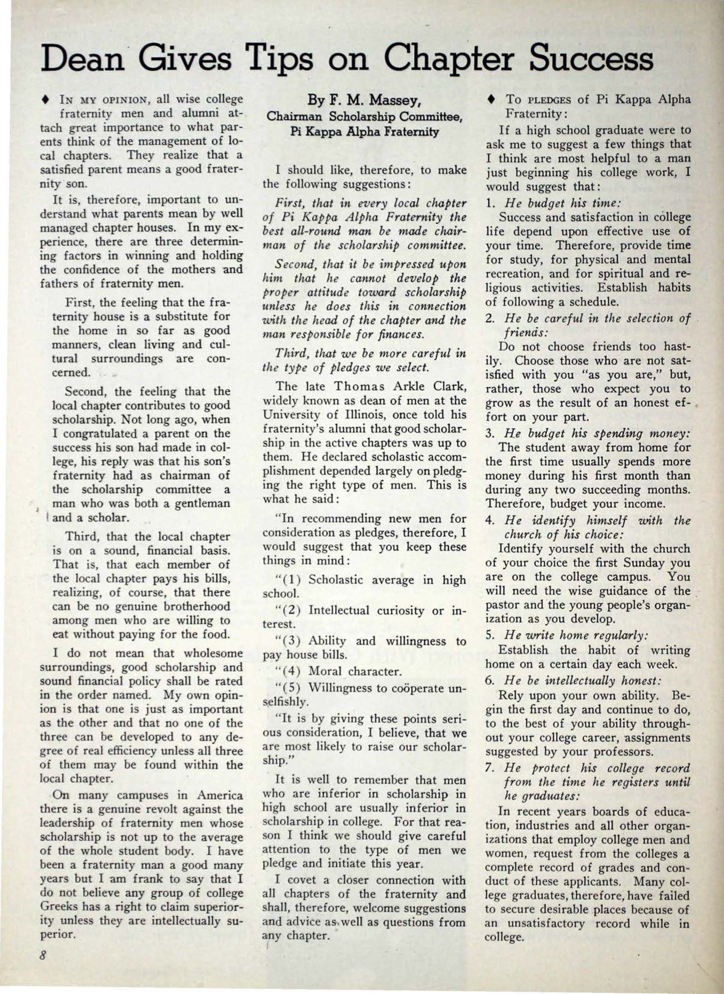 Dean Gives Tips on Chapter Success